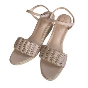Bandolino Woven Wedge Sandals Natural Tan 10 NWOB